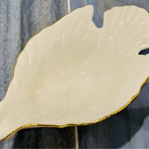 LENOX CHINA DOVE OPEN CANDY DISH Bird-Shape Bowl Cream Ivory 24k Gold Trim